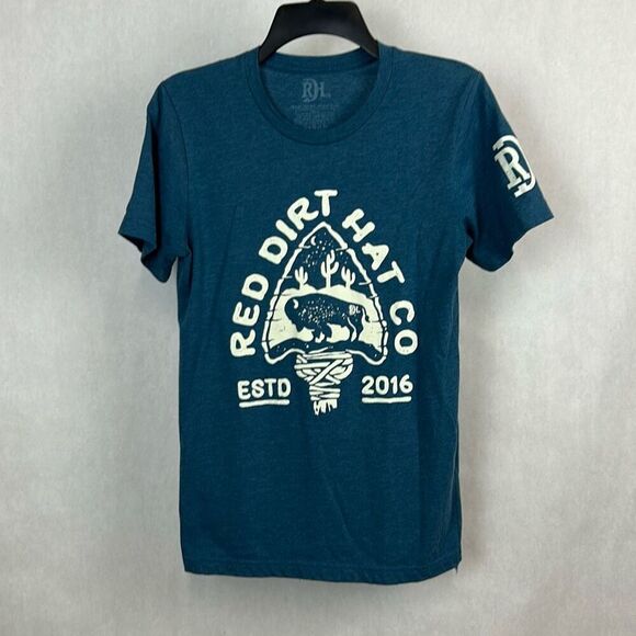Red Hat Dirt Co Mens Arrowhead Graphic Tshirt Short Sleeve Sz Small Blue - Picture 1 of 7
